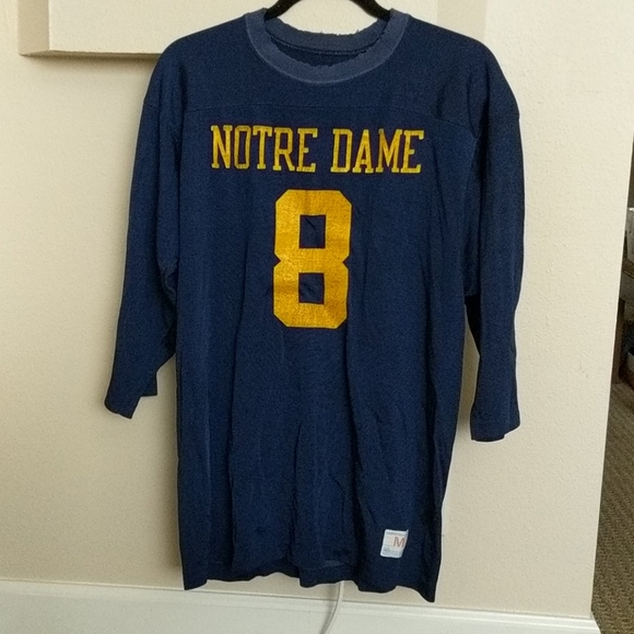 Notre Dame Fighting Irish #8 Vintage Jersey Gold - Picture 1 of 6